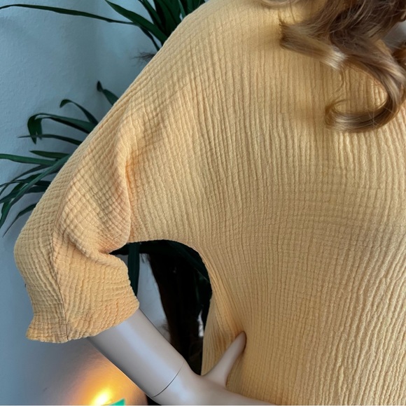 Mododoc Los Angeles Pale Orange 3/4 Sleeve Cotton Gauze Kaftan Dress - Picture 8 of 9